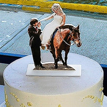 Load image into Gallery viewer, Photo sculpture of bride and groom cake topper on a wedding cake.  Great for table decorations too!