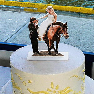 Photo statuette of bride and groom cake topper